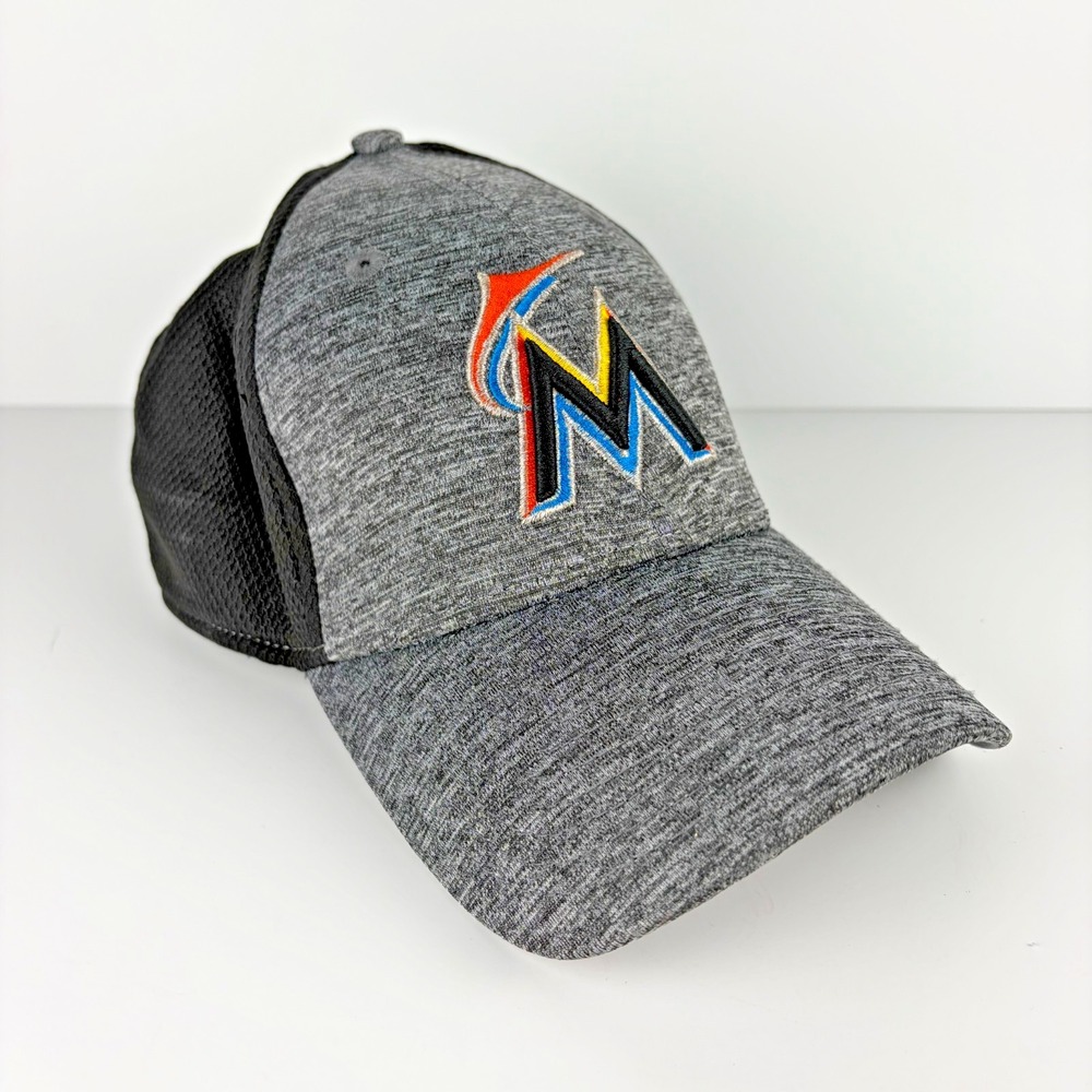 Miami Marlins New Era 39Thirty Gray Black Team Classic MLB Cap Hat Unisex‎ M/L